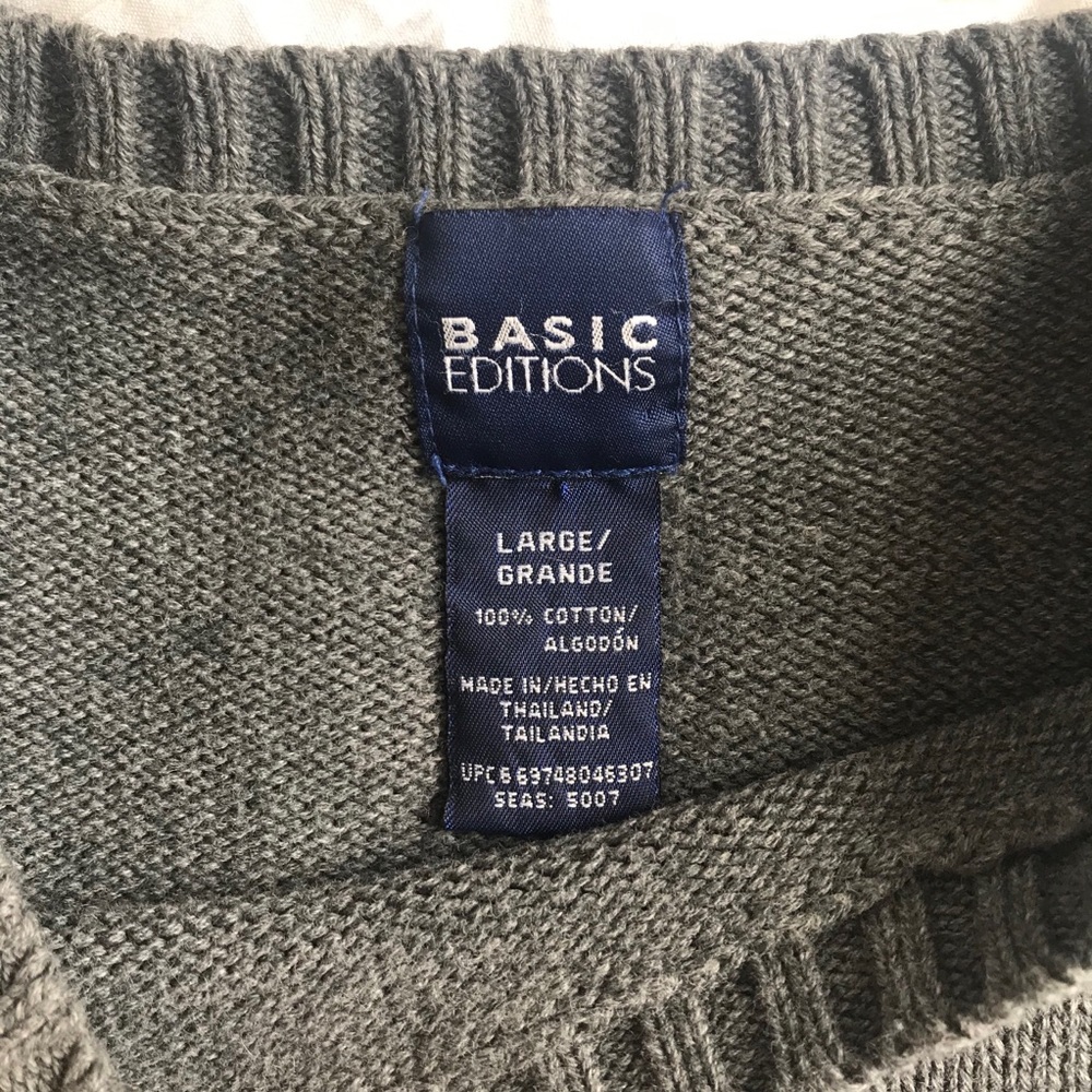 vintage grey simple classic crew neck sweater - Picture 6 of 6